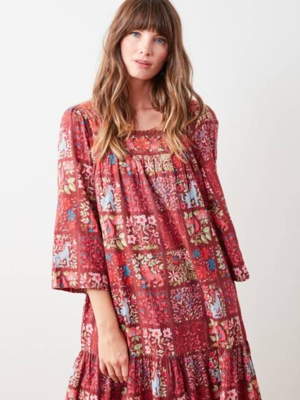 Printfresh Stained Glass Storybook Float On Dress in Wine